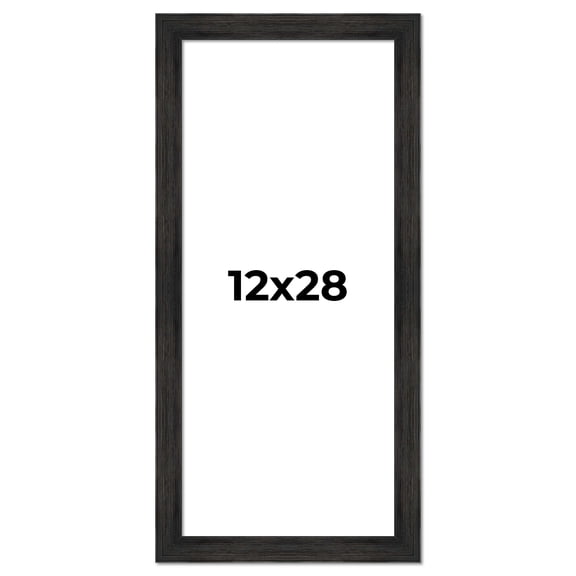 12x28 Frame Black Rustic Barnwood Solid Wood Picture Frame | 1.5 Inch Moulding Width | Includes UV