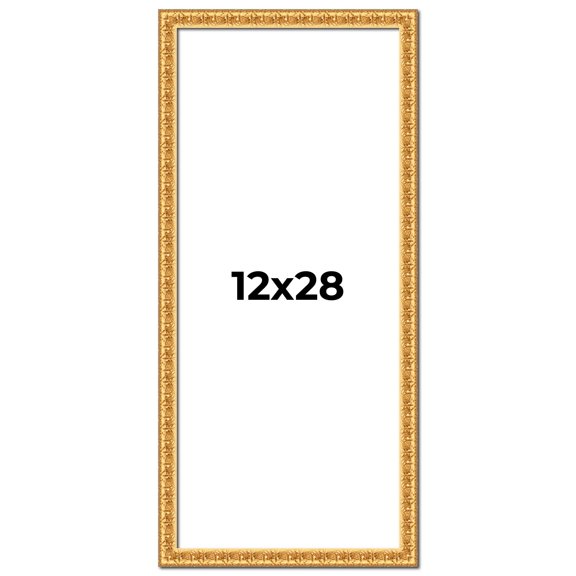 12x28 Frame Gold Real Wood Picture Frame Width 1 inches | Interior Frame Depth 0.5 inches | Edwina