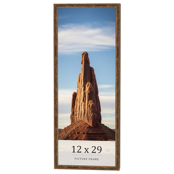 12x29 Frame Gold Kingsley Distressed Solid Wood Picture Frame Width 0.75 Inches | Interior Frame