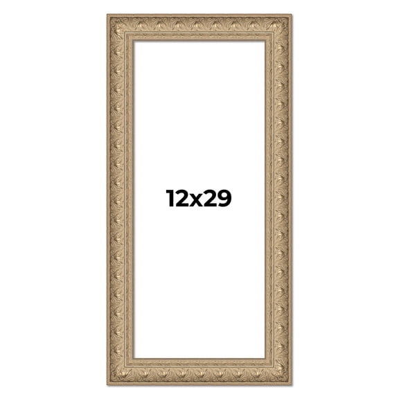 12x29 Frame Ornate Silver Beaded Solid Wood Picture Frame Width 2.5 Inches | Interior Depth 1