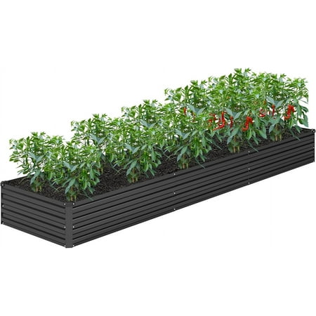 Galvanized Raised Garden Bed Kit 12 ft x 2 ft x 1 ft Rectangle Metal Planter Box Black