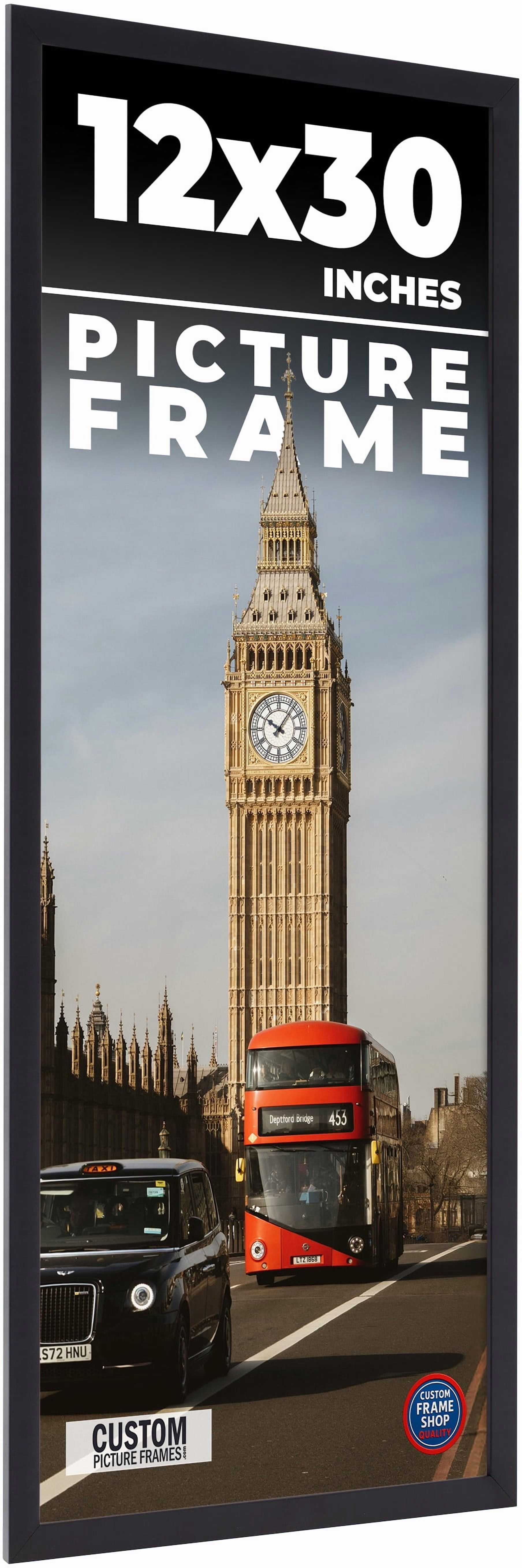 12x30 Frame Black Real Wood Picture Frame Width 0.75 inches | Interior ...