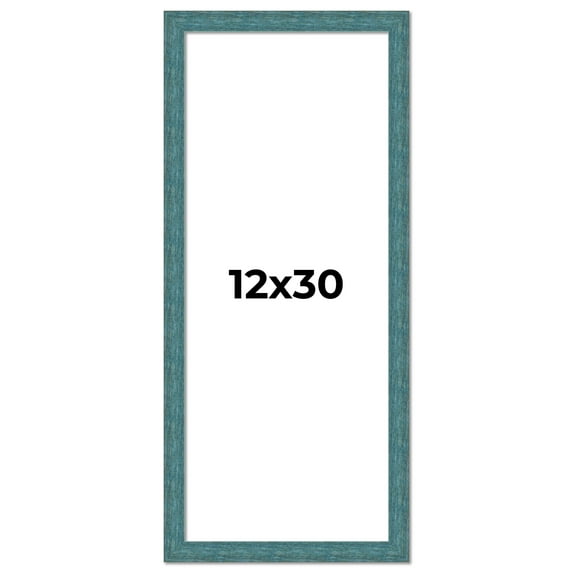 12x30 Frame Blue Rustic Barnwood Solid Wood Picture Frame Width 1.25 Inches | Interior Depth 0.5