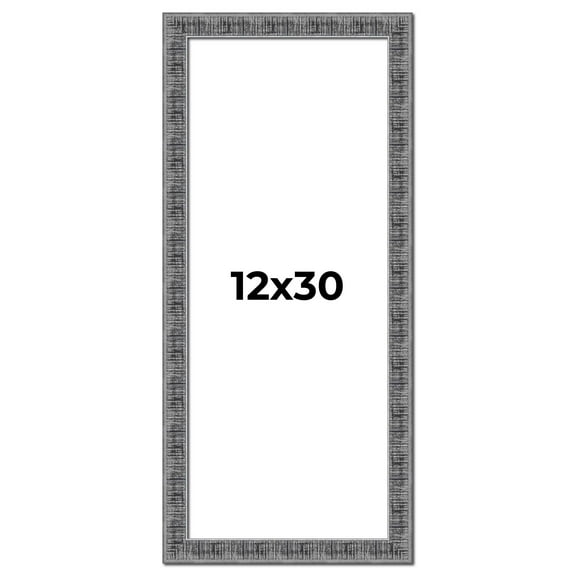 12x30 Frame Silver Black Rustic Sonoma Solid Wood Picture Frame | 1.5 Inch Moulding Width |