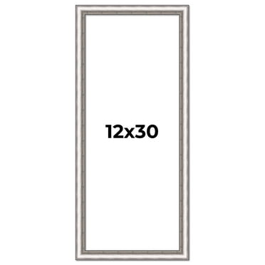 12x30 Frame Silver Real Wood Picture Frame Width 1.25 Inches | Interior Frame Depth 0.5 Inches |