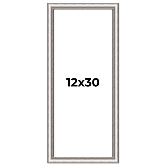 12x30 Frame Silver Real Wood Picture Frame Width 1.25 Inches | Interior Frame Depth 0.5 Inches |