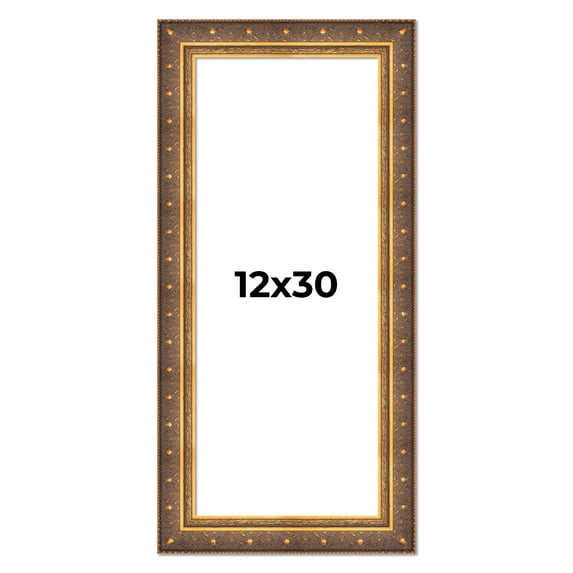12x30 Frame Vintage Gold Solid Wood Picture Frame | 2.5 Inch Moulding Width | Ornate Bronze Museo