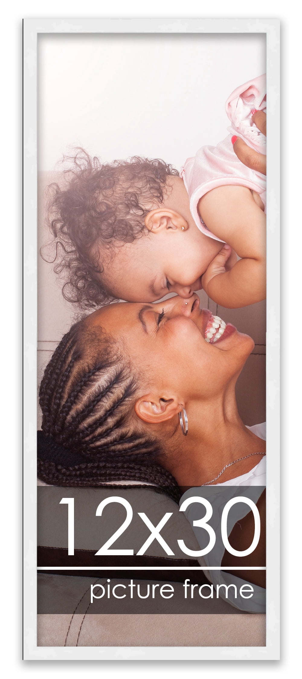 12x30 White Wood Picture Panoramic Frame - UV Acrylic, Foam Board