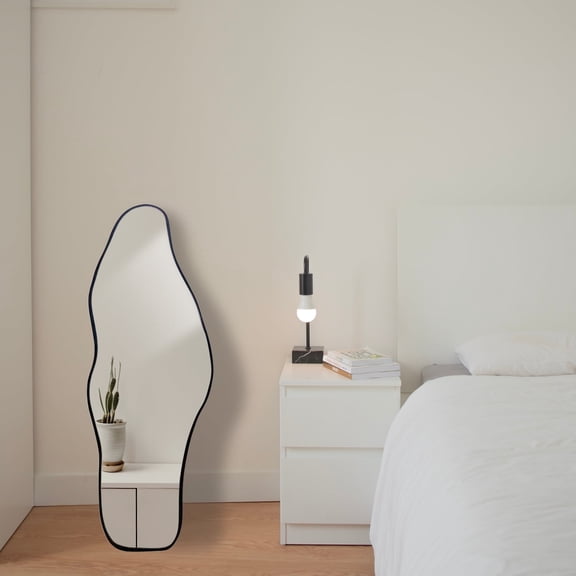 12x32 Black Long Irregular Wall Mirror