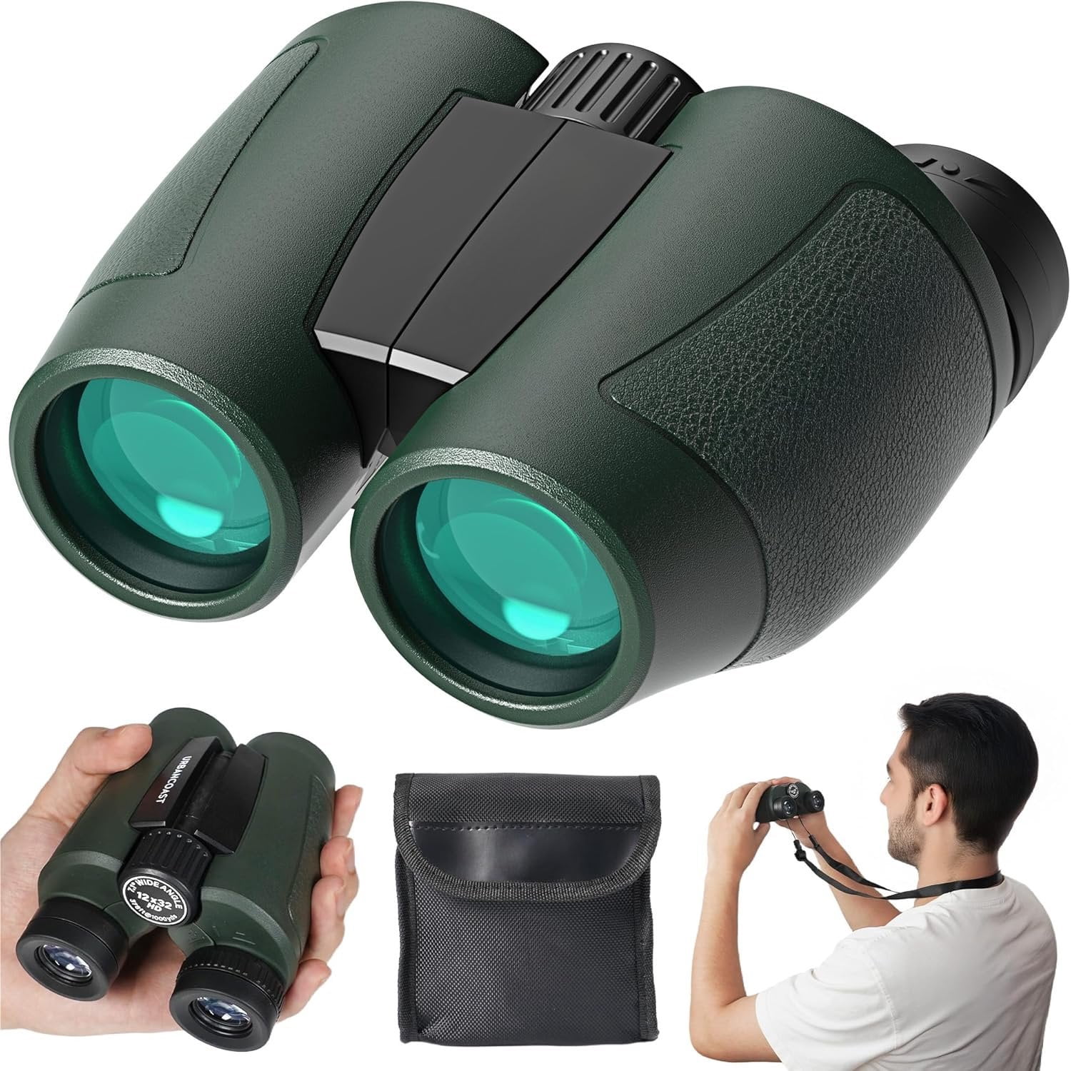 Zoomble® 12x42 HD Binoculars for Adults | Waterproof Binoculars, Bak-4 Prism, FMC Lens | Ideal for Birdwatching, Hunting, Outdoor Travel & Sports | Includes Carrying Bag/Case (Black