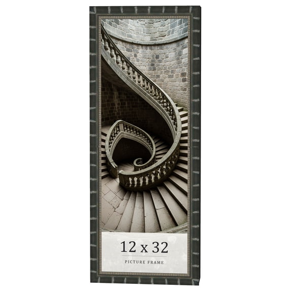 12x32 Frame Black Bamboo Solid Wood Picture Frame Width 1.5 Inches | Interior Frame Depth 0.5