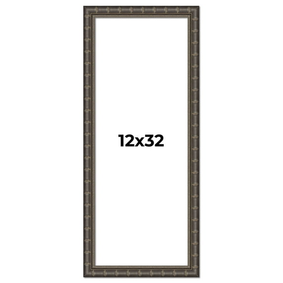 12x32 Frame Black Bamboo Solid Wood Picture Frame Width 1.5 Inches | Interior Frame Depth 0.5