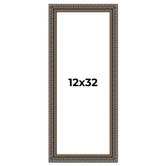 12x32 Frame Black Feather Payton Ornate Solid Wood Picture Frame Width 1.75 Inches | Interior Depth