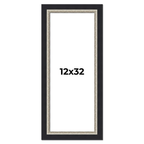 12x32 Frame Black Real Wood Picture Frame Width 2.25 Inches | Interior Frame Depth 0.5 Inches |