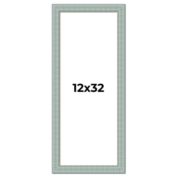 12x32 Frame Blue Teal Distressed Solid Wood Picture Frame | 1.625 Inch Moulding Width | Sonoma Blue