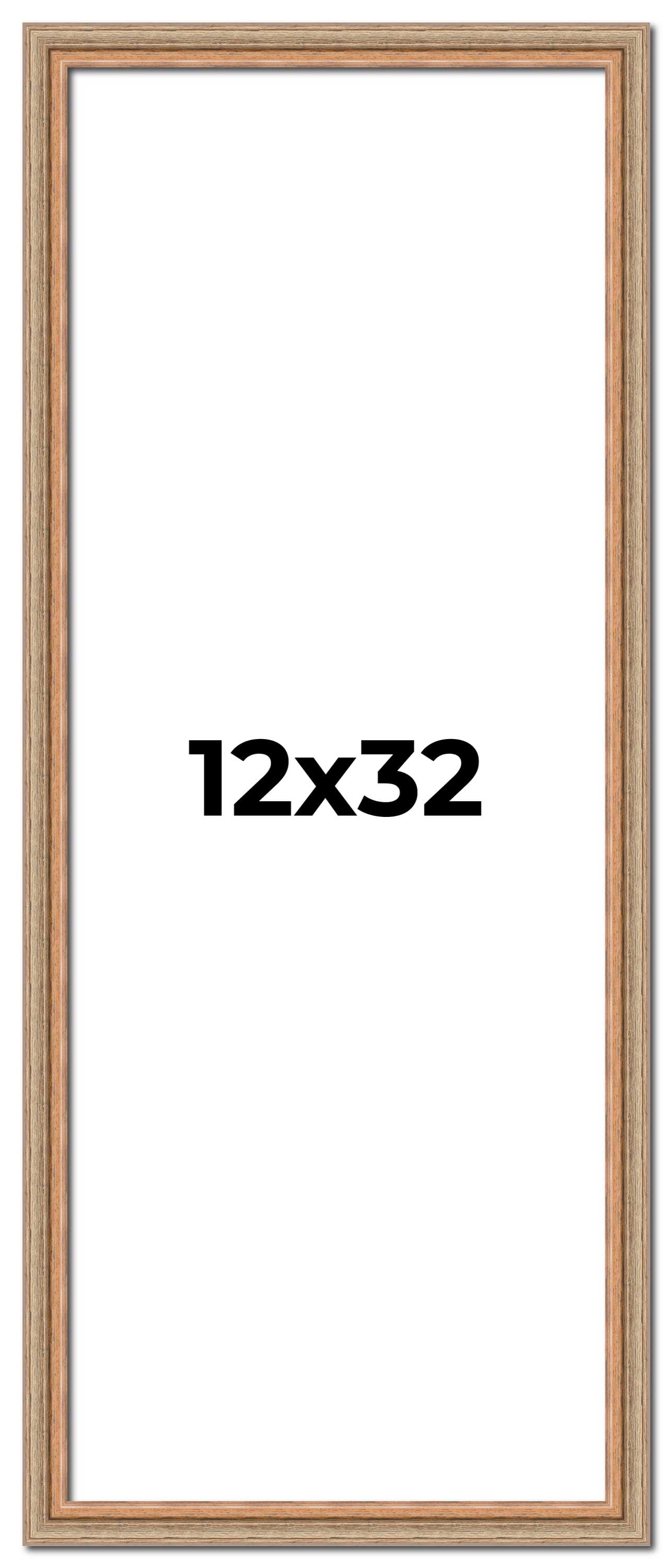 12x32 Frame Brown 60's Wooden Cabinet Solid Wood Picture Frame | 1 Inch ...