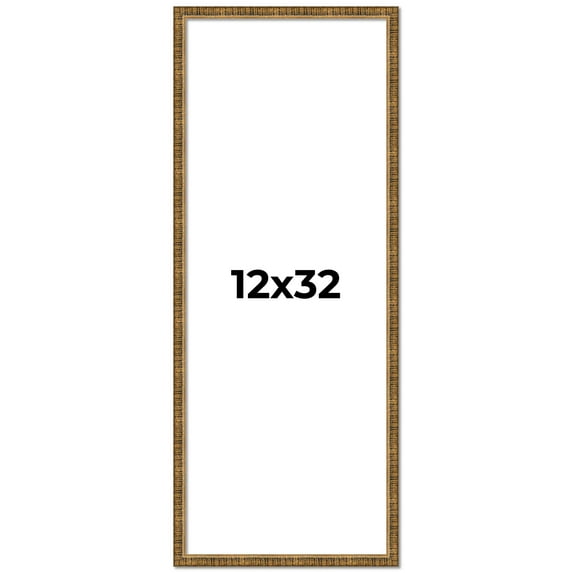 12x32 Frame Gold Kingsley Distressed Solid Wood Picture Frame Width 0.75 Inches | Interior Frame