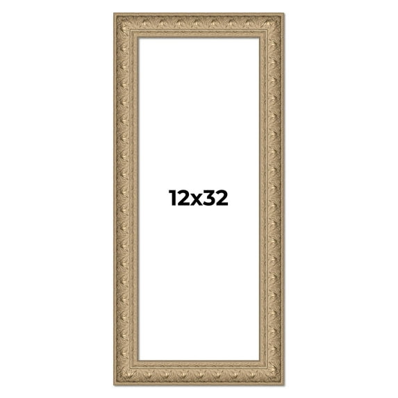 12x32 Frame Ornate Silver Beaded Solid Wood Picture Frame Width 2.5 Inches | Interior Depth 1