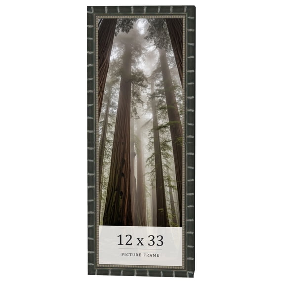 12x33 Frame Black Bamboo Solid Wood Picture Frame Width 1.5 Inches | Interior Frame Depth 0.5