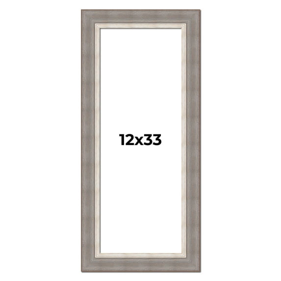 12x33 Frame Grey Real Wood Picture Frame Width 2.75 Inches | Interior Frame Depth 0.5 Inches |