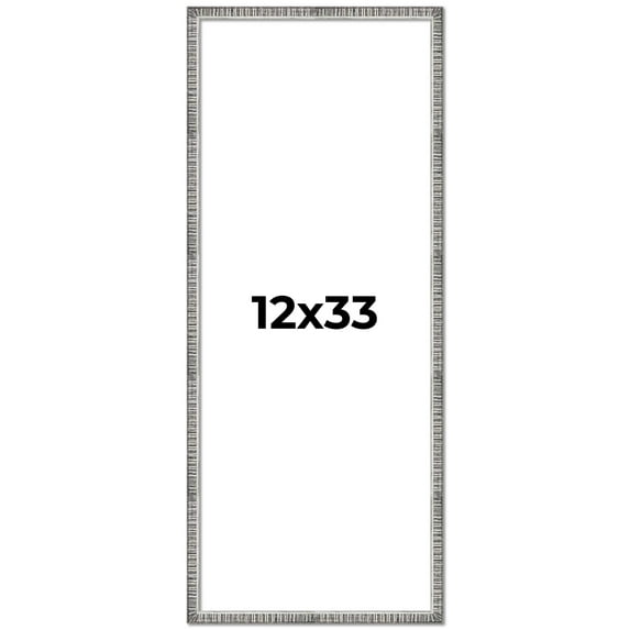 12x33 Frame Silver Picture Frame - Complete Modern Photo Frame Includes UV Acrylic Shatter Guard