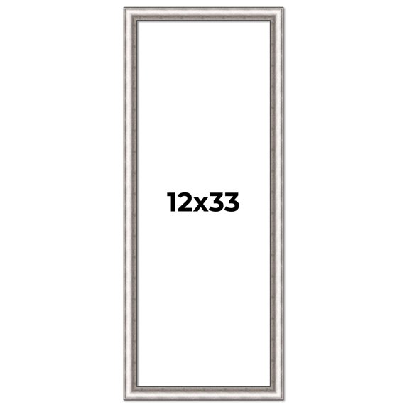 12x33 Frame Silver Real Wood Picture Frame Width 1.25 Inches | Interior Frame Depth 0.5 Inches |