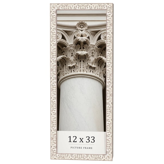 12x33 Frame White Real Wood Picture Frame Width 1.5 inches | Interior Frame Depth 0.5 inches |