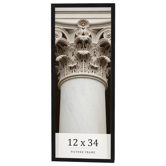 12x34 Frame Black Charcoal Grey Wood Textured Picture Frame | 0.75 Inch Moulding Width | Gunmetal