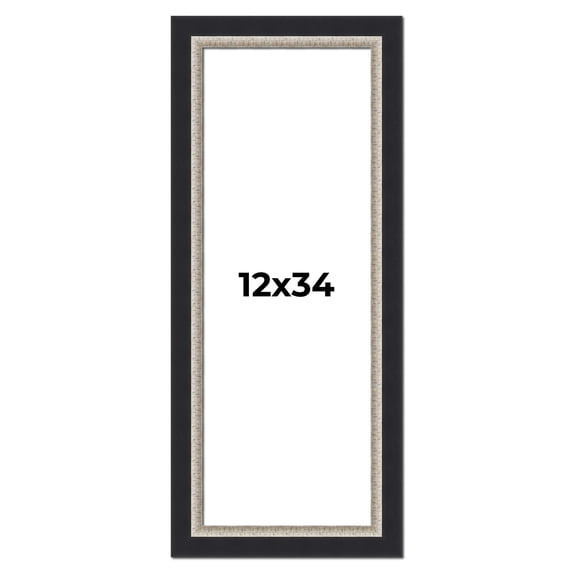 12x34 Frame Black Real Wood Picture Frame Width 2.25 Inches | Interior Frame Depth 0.5 Inches |