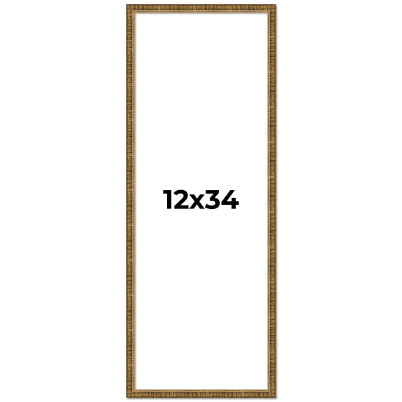 12x34 Frame Gold Solid Wood Picture Frame - Complete Modern Photo Frame Includes UV Acrylic