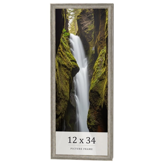 12x34 Frame Grey Solid Wood Picture Frame Width 1 Inches | Interior Frame Depth 0.5 Inches |