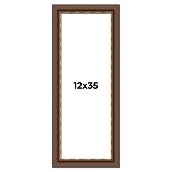 12x35 Copper and Brown Real Wood Picture Frame Width 2 inches | Interior Frame Depth 0.5 inches |