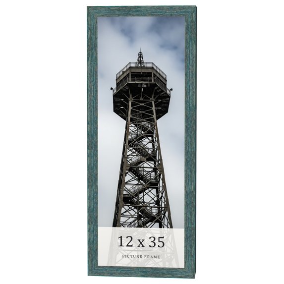 12x35 Frame Blue Rustic Barnwood Solid Wood Picture Frame Width 1.25 Inches | Interior Depth 0.5