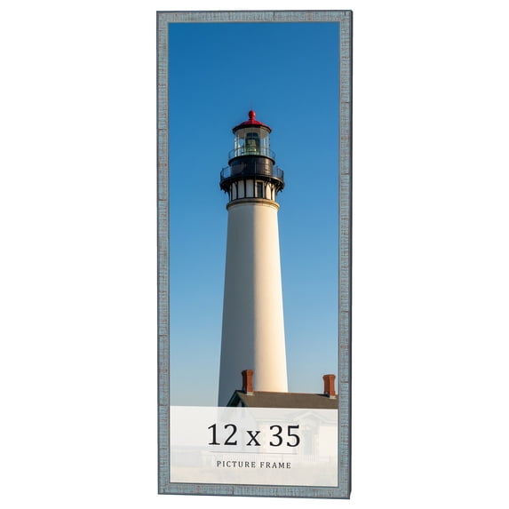 12x35 Frame Blue Scuffed Farm Board Solid Wood Picture Frame Width 0.75 Inches | Interior Depth 0.5