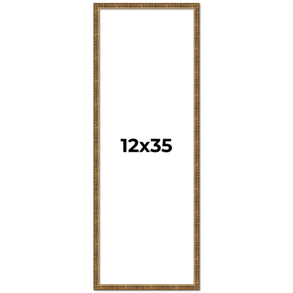 12x35 Frame Gold Picture Frame - Complete Modern Photo Frame Includes UV Acrylic Shatter Guard