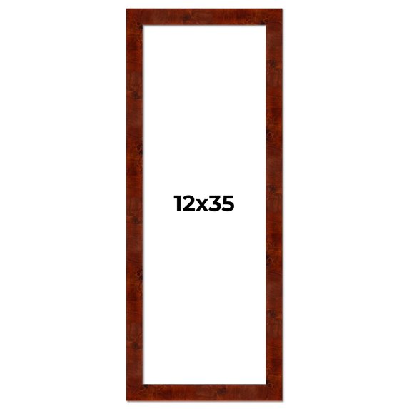 12x35 Walnut Brown Veneer Real Wood Picture Frame Width 1.75 inches | Interior Frame Depth 0.5