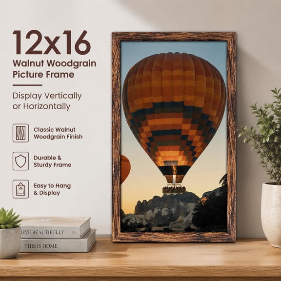 12x36 Brown Picture Frame, Panoramic Poster Frame for Horizontal or Vertical Wall Mounting, Durable and Classic Style, 1 Pack