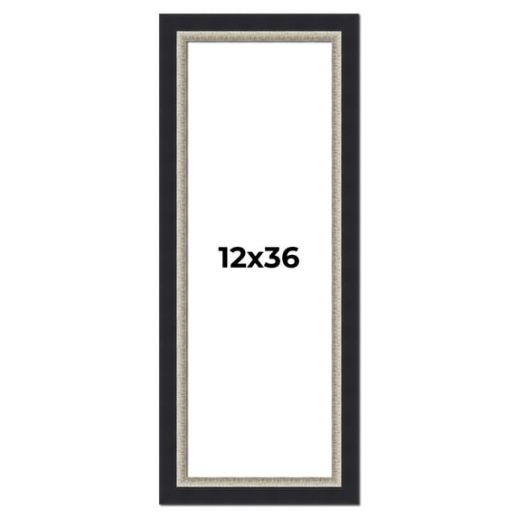 12x36 Frame Black Real Wood Picture Frame Width 2.25 Inches | Interior Frame Depth 0.5 Inches |