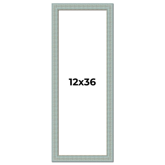 12x36 Frame Blue Teal Distressed Solid Wood Picture Frame | 1.625 Inch Moulding Width | Sonoma Blue