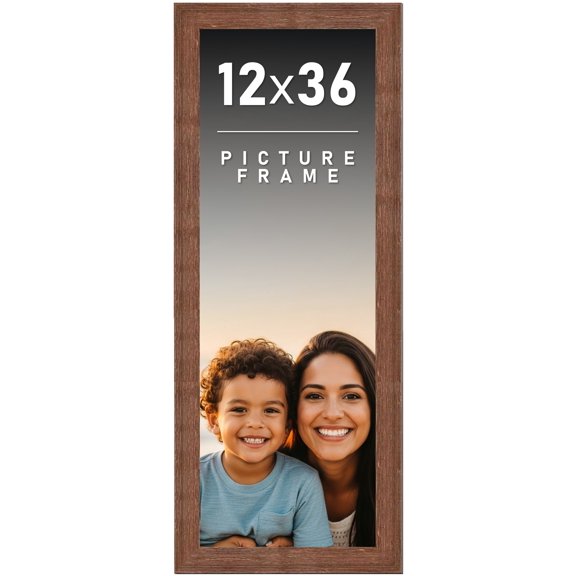 12x36 Frame Brown Distressed Barnwood Picture Frame | Rustic Farmhouse Photo Frame Includes UV
