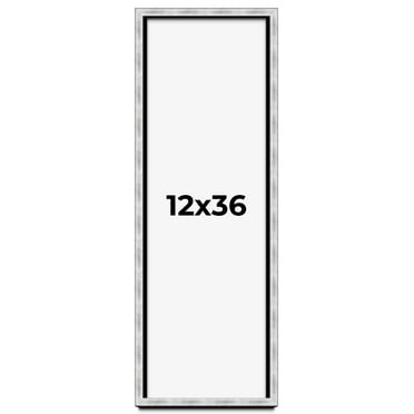 12x36 Frame Brushed Silver Solid Wood Picture Frame | 0.75 Inch Moulding Width | Rabbet Depth 0.75