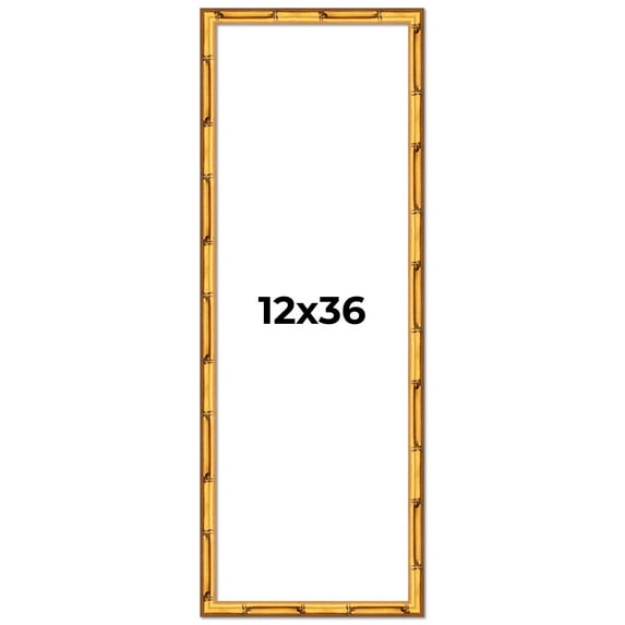 12x36 Frame Gold Bamboo Picture Frame - Modern Photo Frame Includes UV Acrylic Shatter Guard Front,