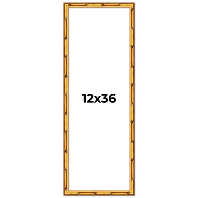 12x36 Frame Gold Bamboo Picture Frame - Modern Photo Frame Includes UV Acrylic Shatter Guard Front,