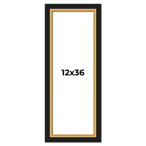 12x36 Frame Gold Real Wood Picture Frame Width 2.25 Inches | Interior Frame Depth 0.5 Inches |