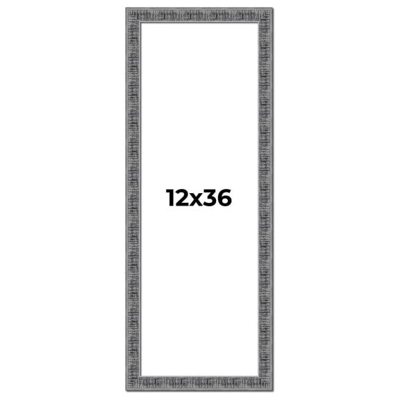 12x36 Frame Silver Black Rustic Sonoma Solid Wood Picture Frame | 1.5 Inch Moulding Width |