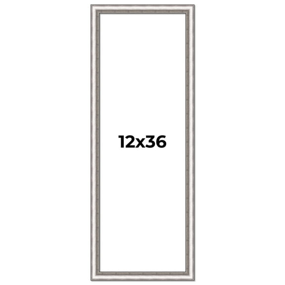 12x36 Frame Silver Real Wood Picture Frame Width 1.25 Inches | Interior Frame Depth 0.5 Inches |