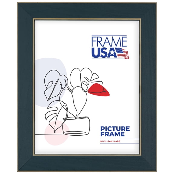 12x36 Picture Frame  Blue Clean Cut Style 71206-001, 1.25 Inch Wood Moulding, Includes Plexiglass and Backing, Wall Display Frame for Art, Posters, or Photos  Frame USA