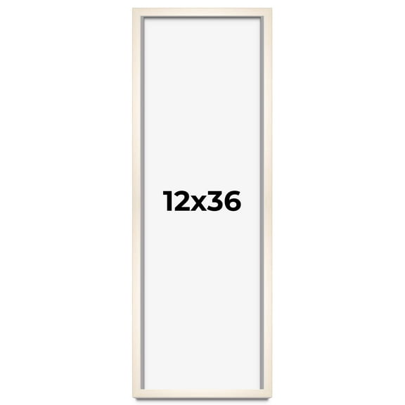 12x36 Shadow Box Cream of Wheat White Washed Display Frame | 0.875 Inches Deep Solid Wood Shadowbox
