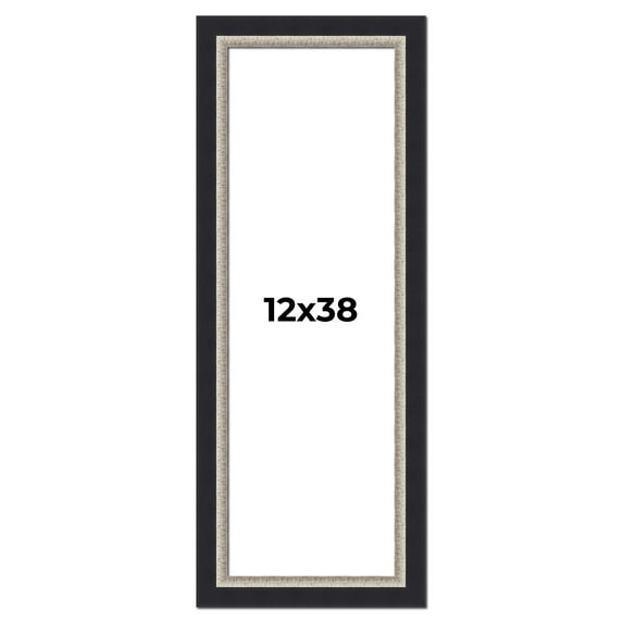 12x38 Frame Black Real Wood Picture Frame Width 2.25 Inches | Interior Frame Depth 0.5 Inches |