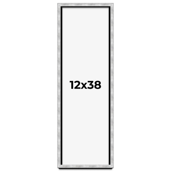 12x38 Frame Brushed Silver Solid Wood Picture Frame | 0.75 Inch Moulding Width | Rabbet Depth 0.75